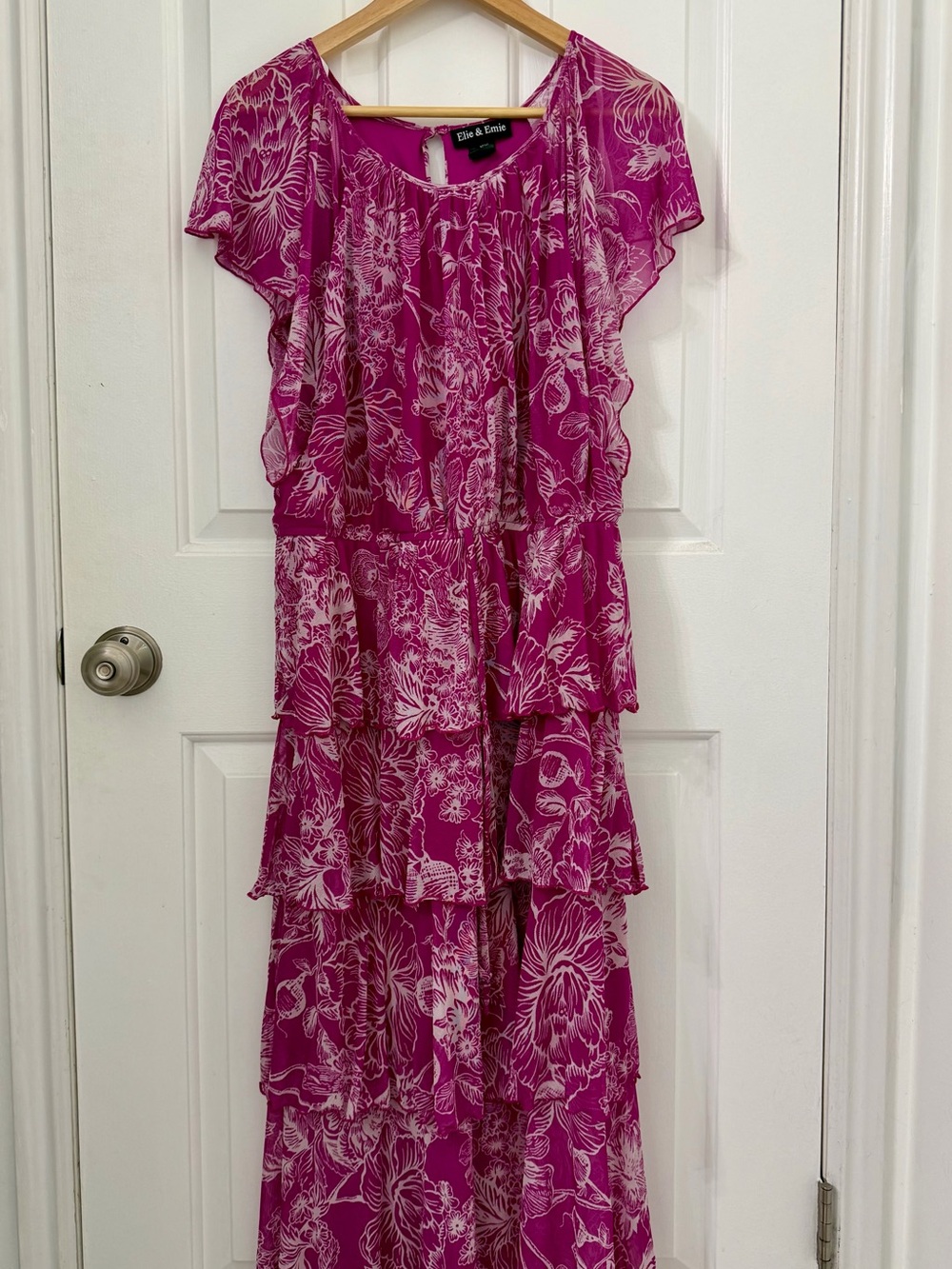 Fuchsia Floral Tiered Maxi Dress
